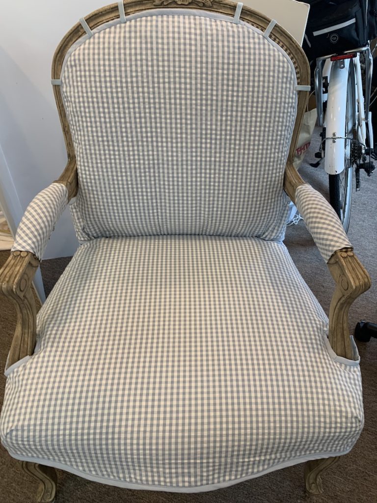 Home cushion tailoring and expert stitching on antique chair